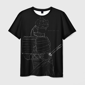 Мужская футболка 3D с принтом Наброски в Екатеринбурге, 100% полиэфир | прямой крой, круглый вырез горловины, длина до линии бедер | Тематика изображения на принте: design by | japan | japanse | lineart | аниме | арт | катана | меч | минимализм | набросок | самурай | солнце | япония