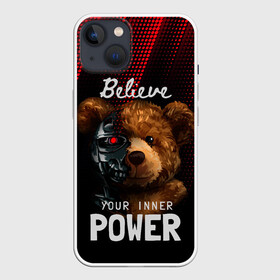 Чехол для iPhone 13 с принтом Power в Екатеринбурге,  |  | арт | графика | игрушка | медведь | терминатор