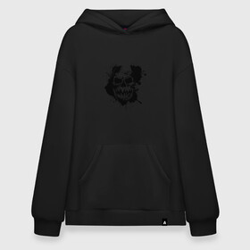 Худи SuperOversize хлопок с принтом Skull  в Екатеринбурге, 70% хлопок, 30% полиэстер, мягкий начес внутри | карман-кенгуру, эластичная резинка на манжетах и по нижней кромке, двухслойный капюшон
 | bone | bones | creepy | dead | death | halloween | horror | scary | skull | skulls | splash | the curse | голова | кости | ужасы | хоррор | череп