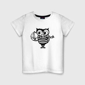 Детская футболка хлопок с принтом Сова с корабликом в Екатеринбурге, 100% хлопок | круглый вырез горловины, полуприлегающий силуэт, длина до линии бедер | owl | owls | сова | совушка | совы | филин | фраза | юмор