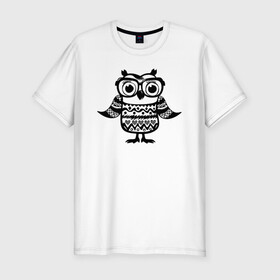 Мужская футболка хлопок Slim с принтом Сова в очках в Екатеринбурге, 92% хлопок, 8% лайкра | приталенный силуэт, круглый вырез ворота, длина до линии бедра, короткий рукав | Тематика изображения на принте: owl | owls | сова | совушка | совы | филин | фраза | юмор