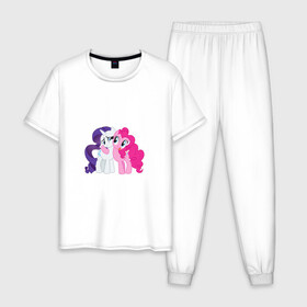 Мужская пижама хлопок с принтом My Little Pony Pinkie Pie And  в Екатеринбурге, 100% хлопок | брюки и футболка прямого кроя, без карманов, на брюках мягкая резинка на поясе и по низу штанин
 | Тематика изображения на принте: applejack | friendship | mylittlepony | rainbow dash | twilight sparkle | waifu | вайфу | дружба это магия | друзья | кони | моя маленькая пони | мультфильм | пони | радуга | ренбоу деш | эплджек