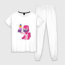 Женская пижама хлопок с принтом My Little Pony Pinkie Pie в Екатеринбурге, 100% хлопок | брюки и футболка прямого кроя, без карманов, на брюках мягкая резинка на поясе и по низу штанин | applejack | friendship | mylittlepony | rainbow dash | twilight sparkle | waifu | вайфу | дружба это магия | друзья | кони | моя маленькая пони | мультфильм | пони | радуга | ренбоу деш | эплджек