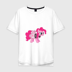 Мужская футболка хлопок Oversize с принтом Pinkie Pie   в Екатеринбурге, 100% хлопок | свободный крой, круглый ворот, “спинка” длиннее передней части | Тематика изображения на принте: applejack | friendship | mylittlepony | rainbow dash | twilight sparkle | waifu | вайфу | дружба это магия | друзья | кони | моя маленькая пони | мультфильм | пони | радуга | ренбоу деш | эплджек