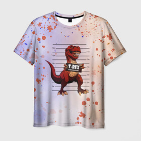 Мужская футболка 3D с принтом Динозавр | Преступник (Z) в Екатеринбурге, 100% полиэфир | прямой крой, круглый вырез горловины, длина до линии бедер | dino | dinosauria | t rex | ti rex | дино | динозавр | парк юрского | т рекс | ти рекс | чудовище | юрский период | ящер | ящерица
