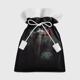 Подарочный 3D мешок с принтом Котик и бабочка в Екатеринбурге, 100% полиэстер | Размер: 29*39 см | бабочка | бабочка на носу | животные | кот | котенок | кошка