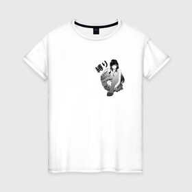 Женская футболка хлопок с принтом Shibari в Екатеринбурге, 100% хлопок | прямой крой, круглый вырез горловины, длина до линии бедер, слегка спущенное плечо | ahegao | anime | bandage | shibari | аниме | ахегао | бандаж | тян | шибари