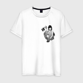 Мужская футболка хлопок с принтом Shibari в Екатеринбурге, 100% хлопок | прямой крой, круглый вырез горловины, длина до линии бедер, слегка спущенное плечо. | ahegao | anime | bandage | shibari | аниме | ахегао | бандаж | тян | шибари