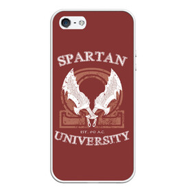 Чехол для iPhone 5/5S матовый с принтом Spartan University в Екатеринбурге, Силикон | Область печати: задняя сторона чехла, без боковых панелей | Тематика изображения на принте: gad of war | game | games | god of war | god of wor | spartan | бог войны | игра | игры | кратос | спартанец