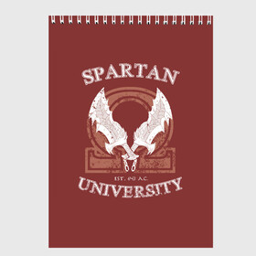 Скетчбук с принтом Spartan University в Екатеринбурге, 100% бумага
 | 48 листов, плотность листов — 100 г/м2, плотность картонной обложки — 250 г/м2. Листы скреплены сверху удобной пружинной спиралью | Тематика изображения на принте: gad of war | game | games | god of war | god of wor | spartan | бог войны | игра | игры | кратос | спартанец