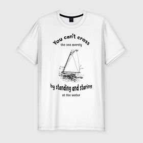 Мужская футболка хлопок Slim с принтом Бот в Екатеринбурге, 92% хлопок, 8% лайкра | приталенный силуэт, круглый вырез ворота, длина до линии бедра, короткий рукав | sea | water | активный отдых | бот | вода | волны | море | мореплаватель | моряк | парус | парусный спорт | природа | спорт | туризм | хобби | яхта | яхтинг | яхтсмен
