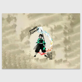 Поздравительная открытка с принтом Tanjiro Kamado Kimetsu no Yaiba в Екатеринбурге, 100% бумага | плотность бумаги 280 г/м2, матовая, на обратной стороне линовка и место для марки
 | Тематика изображения на принте: demon slayer | kamado | kimetsu no yaiba | nezuko | tanjiro | аниме | гию томиока | зеницу агацума | иноске хашибира | камадо | клинок | корзинная девочка | манга | музан кибуцуджи | незуко | рассекающий демонов | танджиро