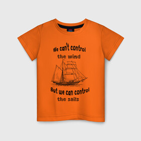 Детская футболка хлопок с принтом Парусник в Екатеринбурге, 100% хлопок | круглый вырез горловины, полуприлегающий силуэт, длина до линии бедер | sails | wind | ветер | вода | корабль | море | моряк | паруса | парусник | пират | пиратский корабль | судно | яхта | яхтинг | яхтсмен