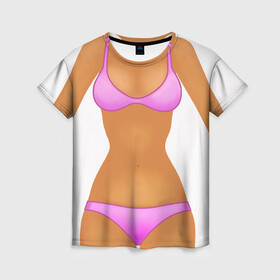 Женская футболка 3D с принтом Tanned body в Екатеринбурге, 100% полиэфир ( синтетическое хлопкоподобное полотно) | прямой крой, круглый вырез горловины, длина до линии бедер | body | girl | perfect body | tan | tanned body | woman | womans body | девушка | женское тело | загар | идеальное тело | тело