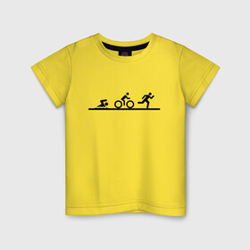 Детская футболка хлопок с принтом Троеборье в Екатеринбурге, 100% хлопок | круглый вырез горловины, полуприлегающий силуэт, длина до линии бедер | ironman | tri | triathlon | бег | велосипед | велоспорт | выносливость | мультиспорт | плавание | сила | скорость | спорт | три | триатлон | троеборье | цикличный
