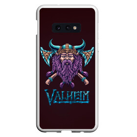 Чехол для Samsung S10E с принтом Valheim Viking в Екатеринбурге, Силикон | Область печати: задняя сторона чехла, без боковых панелей | fantasy | mmo | valheim | valve | валхейм | вальхейм | викинги | выживалка | игра | королевская битва | ммо | ролевая игра | фэнтази