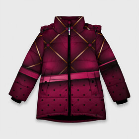 Зимняя куртка для девочек 3D с принтом Luxury Red в Екатеринбурге, ткань верха — 100% полиэстер; подклад — 100% полиэстер, утеплитель — 100% полиэстер. | длина ниже бедра, удлиненная спинка, воротник стойка и отстегивающийся капюшон. Есть боковые карманы с листочкой на кнопках, утяжки по низу изделия и внутренний карман на молнии. 

Предусмотрены светоотражающий принт на спинке, радужный светоотражающий элемент на пуллере молнии и на резинке для утяжки. | Тематика изображения на принте: green | luxury | versace | vip | абстракция | версаче | вип | паттерн | роскошь | текстуры