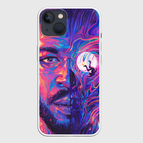 Чехол для iPhone 13 с принтом KiD CuDi | КиД КуДи в Екатеринбурге,  |  | Тематика изображения на принте: bape | bape cudi | bape kid cudi | dape kid | kid cudi | neon | paint | space | байе кид | бейп | бейп кид куди | бейп куди | борода | брызги краски | бэйп | взгляд | голова | кид куди | космос | краска | крупным планом | лицо | луна