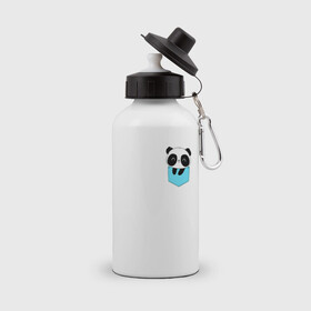 Бутылка спортивная с принтом Панда милашка в кармашке в Екатеринбурге, металл | емкость — 500 мл, в комплекте две пластиковые крышки и карабин для крепления | животное | карман | малышка | медведь | милашка