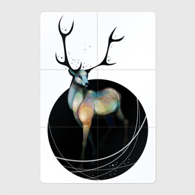 Магнитный плакат 2Х3 с принтом Олень в Екатеринбурге, Полимерный материал с магнитным слоем | 6 деталей размером 9*9 см | арт | вектор | векторный рисунок | дикое животное | круг | олень | портал | рисунок | рога | цвета | яркие цвета