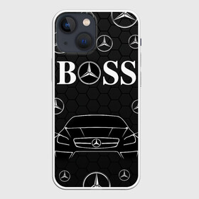 Чехол для iPhone 13 mini с принтом BOSS MERCEDES BENZ в Екатеринбурге,  |  | amg | auto | car | logo | mercedes | mercedes benz | mercedes c | mercedes e | mercedes s | sport car | авто | автомобиль | амг | гелендваген | лого | мерс | мерседес | соты. | спорт | черный