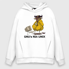 Мужское худи Oversize хлопок с принтом GNU’s Not UNIX в Екатеринбурге, френч-терри — 70% хлопок, 30% полиэстер. Мягкий теплый начес внутри —100% хлопок | боковые карманы, эластичные манжеты и нижняя кромка, капюшон на магнитной кнопке | Тематика изображения на принте: gnu | linux | not unix | programming | гну | линукс | программист | сисадмин | системный администратор