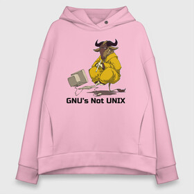 Женское худи Oversize хлопок с принтом GNU’s Not UNIX в Екатеринбурге, френч-терри — 70% хлопок, 30% полиэстер. Мягкий теплый начес внутри —100% хлопок | боковые карманы, эластичные манжеты и нижняя кромка, капюшон на магнитной кнопке | Тематика изображения на принте: gnu | linux | not unix | programming | гну | линукс | программист | сисадмин | системный администратор
