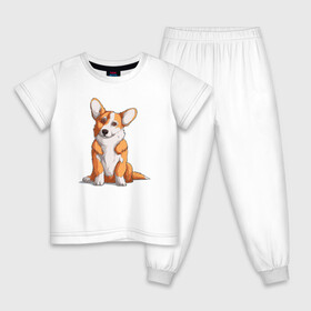 Детская пижама хлопок с принтом Милый корги в Екатеринбурге, 100% хлопок |  брюки и футболка прямого кроя, без карманов, на брюках мягкая резинка на поясе и по низу штанин
 | corgi | корги | малыш | милашка | милый | очаровашка | пес | песик | собака | собачка