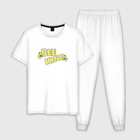 Мужская пижама хлопок с принтом BeeKind в Екатеринбурге, 100% хлопок | брюки и футболка прямого кроя, без карманов, на брюках мягкая резинка на поясе и по низу штанин
 | bee | beekind | kind | usa | большая пчела | жаркое лето | летний | лето | пчела | пчелки