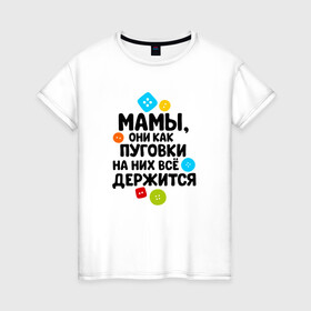 Женская футболка хлопок с принтом На мамах все держится в Екатеринбурге, 100% хлопок | прямой крой, круглый вырез горловины, длина до линии бедер, слегка спущенное плечо | бабушка | брат | дедушка | дочь | любовь | мама | папа | семья | сестра | сын