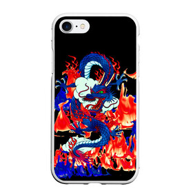 Чехол для iPhone 7/8 матовый с принтом Огненный Дракон в Екатеринбурге, Силикон | Область печати: задняя сторона чехла, без боковых панелей | akatsuki | beast | dragon | fire | акацуки | дракон | животные | зверь | змей | когти | облако | огонь | узор | чб | японский