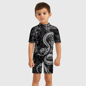 Детский купальный костюм 3D с принтом COBRA RAGE в Екатеринбурге, Полиэстер 85%, Спандекс 15% | застежка на молнии на спине | Тематика изображения на принте: животные | злой | змея | кобра | текстура | ярость