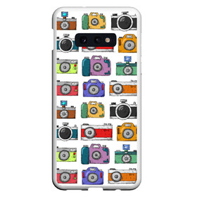 Чехол для Samsung S10E с принтом Фотоаппараты в Екатеринбурге, Силикон | Область печати: задняя сторона чехла, без боковых панелей | камера | фотик | фото | фотоаппарат | фотограф | фотокамера