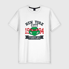 Мужская футболка хлопок Slim с принтом NYC Raphael в Екатеринбурге, 92% хлопок, 8% лайкра | приталенный силуэт, круглый вырез ворота, длина до линии бедра, короткий рукав | Тематика изображения на принте: donatello | leonardo | michelangelo | ninja | pizza | raphael | turtles | донателло | животные | карате | комикс | комиксы | леонардо | микеланджело | мультфильм | мутант | мутанты | ниндзя | пицца | рафаэль | сплинтер | супергерой