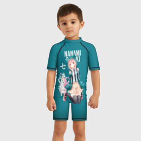 Детский купальный костюм 3D с принтом Чиаки Нанами (Danganronpa 2) в Екатеринбурге, Полиэстер 85%, Спандекс 15% | застежка на молнии на спине | anime | chiaki nanami | danganronpa | danganronpa 2 | аниме | манга | чиаки нанами