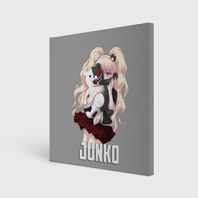 Холст квадратный с принтом MONOKUMA JUNKO в Екатеринбурге, 100% ПВХ |  | anime | danganronpa | enoshima | junko | monokuma | аниме | джунко | игра | манга | медведь | монокума | робот медведь | эношима