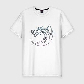 Мужская футболка хлопок Slim с принтом Скандинавский символ дракона в Екатеринбурге, 92% хлопок, 8% лайкра | приталенный силуэт, круглый вырез ворота, длина до линии бедра, короткий рукав | Тематика изображения на принте: amulet | draco | dragon | nord | symbol | talisman | viking | амулет | великий змей | викинги | драго | нидхёгг | норд | оберег | скандинавия | талисман | фафнир | хвергельмир | хранитель мудрости