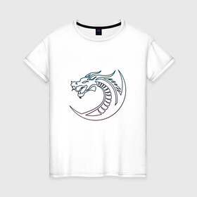Женская футболка хлопок с принтом Скандинавский символ дракона в Екатеринбурге, 100% хлопок | прямой крой, круглый вырез горловины, длина до линии бедер, слегка спущенное плечо | amulet | draco | dragon | nord | symbol | talisman | viking | амулет | великий змей | викинги | драго | нидхёгг | норд | оберег | скандинавия | талисман | фафнир | хвергельмир | хранитель мудрости