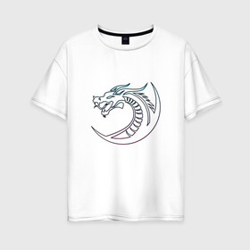 Женская футболка хлопок Oversize с принтом Скандинавский символ дракона в Екатеринбурге, 100% хлопок | свободный крой, круглый ворот, спущенный рукав, длина до линии бедер
 | Тематика изображения на принте: amulet | draco | dragon | nord | symbol | talisman | viking | амулет | великий змей | викинги | драго | нидхёгг | норд | оберег | скандинавия | талисман | фафнир | хвергельмир | хранитель мудрости