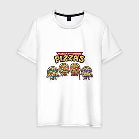 Мужская футболка хлопок с принтом Ninja Pizzas в Екатеринбурге, 100% хлопок | прямой крой, круглый вырез горловины, длина до линии бедер, слегка спущенное плечо. | donatello | leonardo | michelangelo | ninja | pizza | raphael | turtles | донателло | животные | карате | комикс | комиксы | леонардо | микеланджело | мультфильм | мутант | мутанты | ниндзя | пицца | рафаэль | сплинтер | супергерой