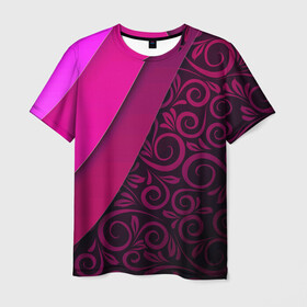 Мужская футболка 3D с принтом BUTTERFLY в Екатеринбурге, 100% полиэфир | прямой крой, круглый вырез горловины, длина до линии бедер | pink | абстракция | полосы | узор | фиолетовый