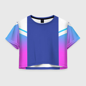 Женская футболка Crop-top 3D с принтом NEON GRADIENT FITNESS UNIFORM в Екатеринбурге, 100% полиэстер | круглая горловина, длина футболки до линии талии, рукава с отворотами | abstraction | geometry | hexagon | neon | paints | stripes | texture | triangle | абстракция | брызги | геометрия | краски | неон | соты | текстура