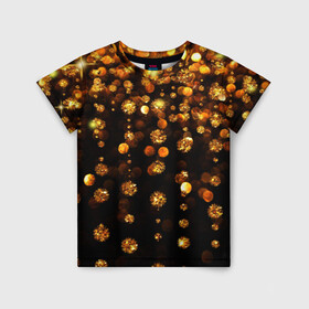 Детская футболка 3D с принтом GOLDEN RAIN в Екатеринбурге, 100% гипоаллергенный полиэфир | прямой крой, круглый вырез горловины, длина до линии бедер, чуть спущенное плечо, ткань немного тянется | black | gold | деньги | золото | монеты | пестрое