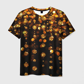 Мужская футболка 3D с принтом GOLDEN RAIN в Екатеринбурге, 100% полиэфир | прямой крой, круглый вырез горловины, длина до линии бедер | black | gold | деньги | золото | монеты | пестрое