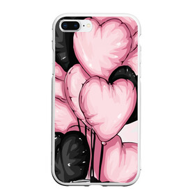Чехол для iPhone 7Plus/8 Plus матовый с принтом Шарики сердечки с подарком в Екатеринбурге, Силикон | Область печати: задняя сторона чехла, без боковых панелей | бантик | девушка | любовь | подарок | сердце | шарики
