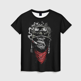 Женская футболка 3D с принтом Gorilla Rambo в Екатеринбурге, 100% полиэфир ( синтетическое хлопкоподобное полотно) | прямой крой, круглый вырез горловины, длина до линии бедер | gorilla | rambo | армейское | армия | горилла | обезьяна | рамбо | рэмбо