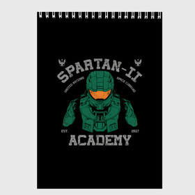 Скетчбук с принтом Spartan - 2 Academy в Екатеринбурге, 100% бумага
 | 48 листов, плотность листов — 100 г/м2, плотность картонной обложки — 250 г/м2. Листы скреплены сверху удобной пружинной спиралью | game | games | halo | heilo | master chif | spartan | игра | игры | ковенант | ковенанты | мастер чиф | спартанец | хало | хейло | хэйло