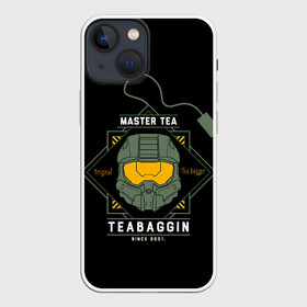 Чехол для iPhone 13 mini с принтом Master tea в Екатеринбурге,  |  | Тематика изображения на принте: game | games | halo | heilo | master chif | spartan | tea | игра | игры | ковенант | ковенанты | мастер чиф | спартанец | хало | хейло | хэйло | чай