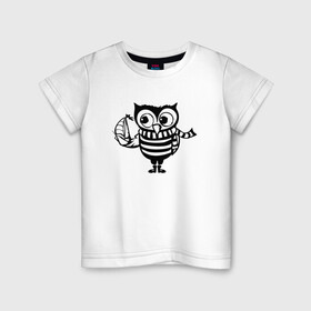 Детская футболка хлопок с принтом Совенок с корабликом в Екатеринбурге, 100% хлопок | круглый вырез горловины, полуприлегающий силуэт, длина до линии бедер | Тематика изображения на принте: owl | owls | сова | совушка | совы | филин | фраза | юмор