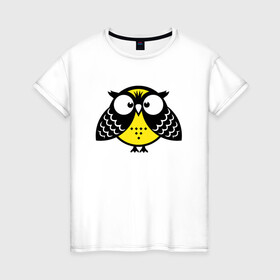 Женская футболка хлопок с принтом Удивленная сова в Екатеринбурге, 100% хлопок | прямой крой, круглый вырез горловины, длина до линии бедер, слегка спущенное плечо | owl | owls | сова | совушка | совы | филин | фраза | юмор